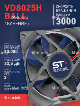 Вентилятор  VD8025H Ball (качения) 12V - st-e.info - Пенза